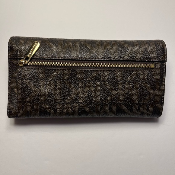 Michael Kors Brown Signature Continental Zip Wallet Long Multiple Compartments - Picture 4 of 12